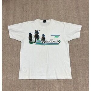 Vintage texas Horse Racing Men's XL White 1990s Kansas The Woodlands